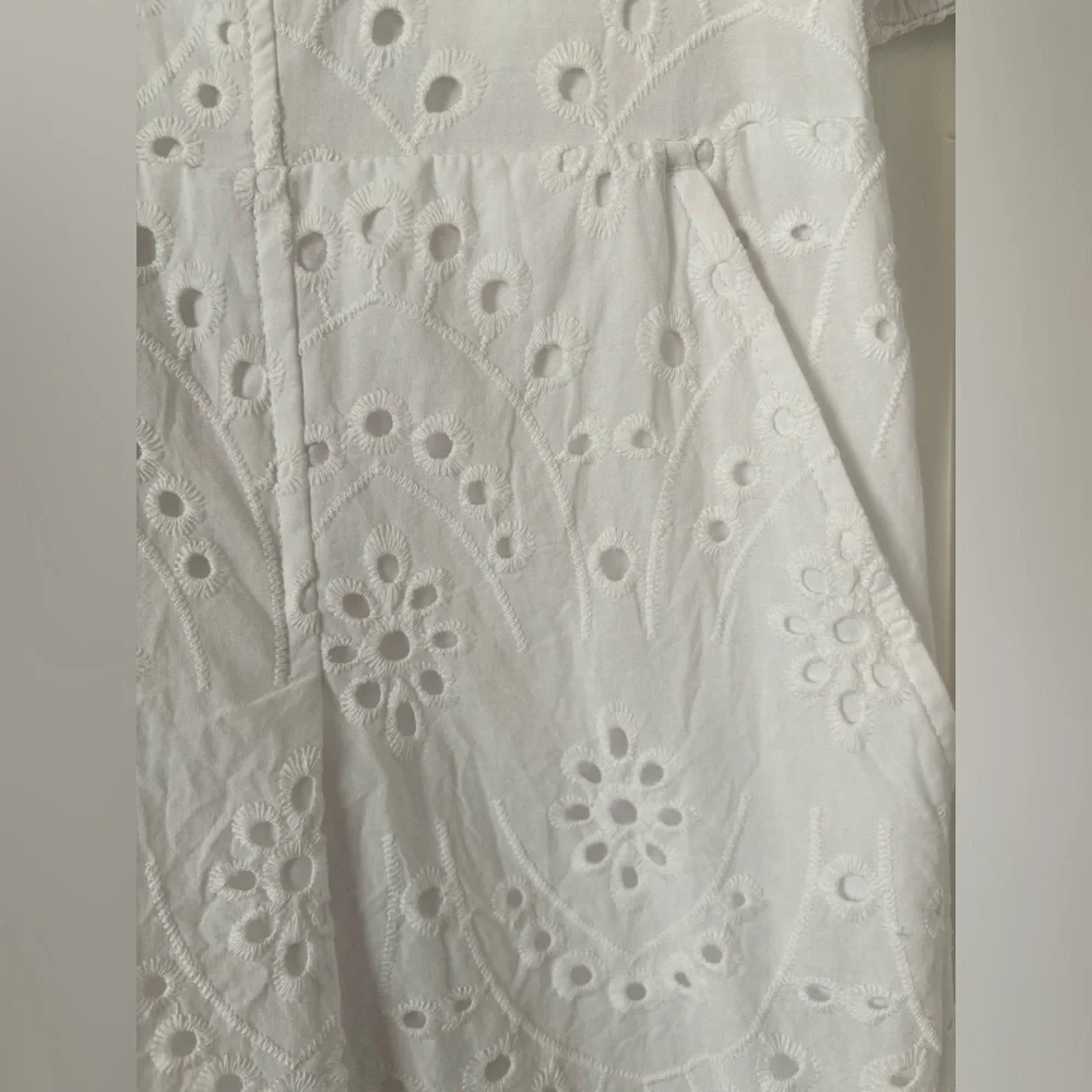 Express Eyelet Lace Puff Sleeve Romper White Size Large - Picture 3 of 14